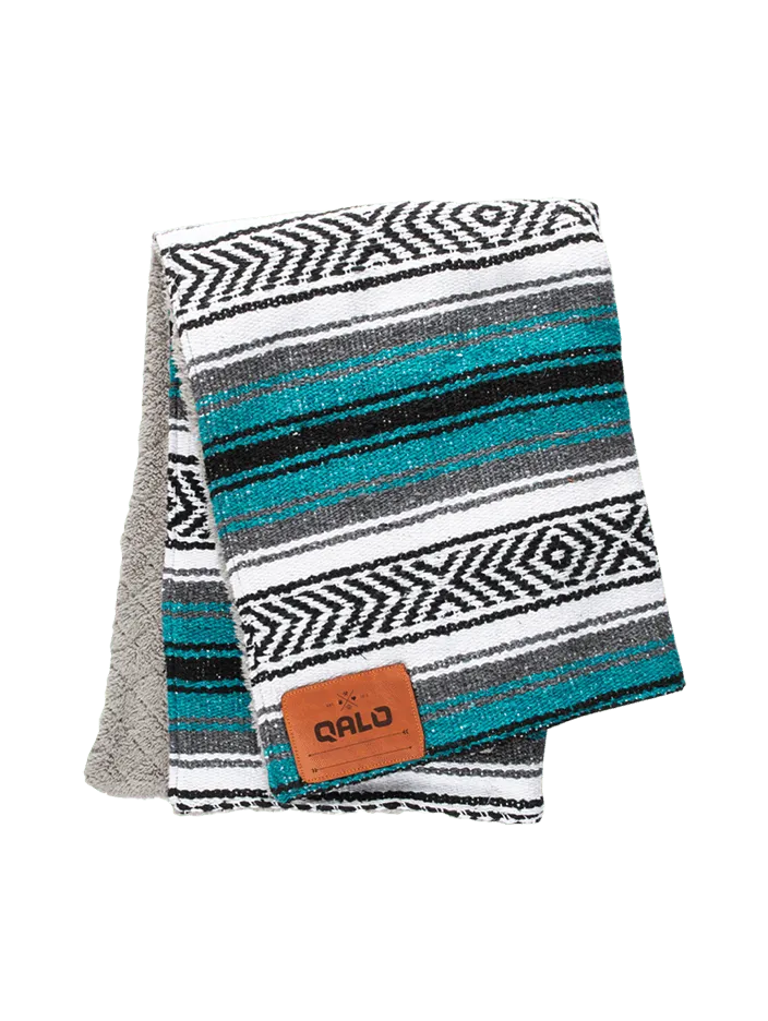 Teal Hand-Made Serape and Sherpa Baby Blanket