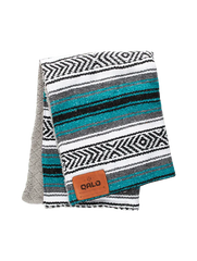Teal Hand-Made Serape and Sherpa Baby Blanket