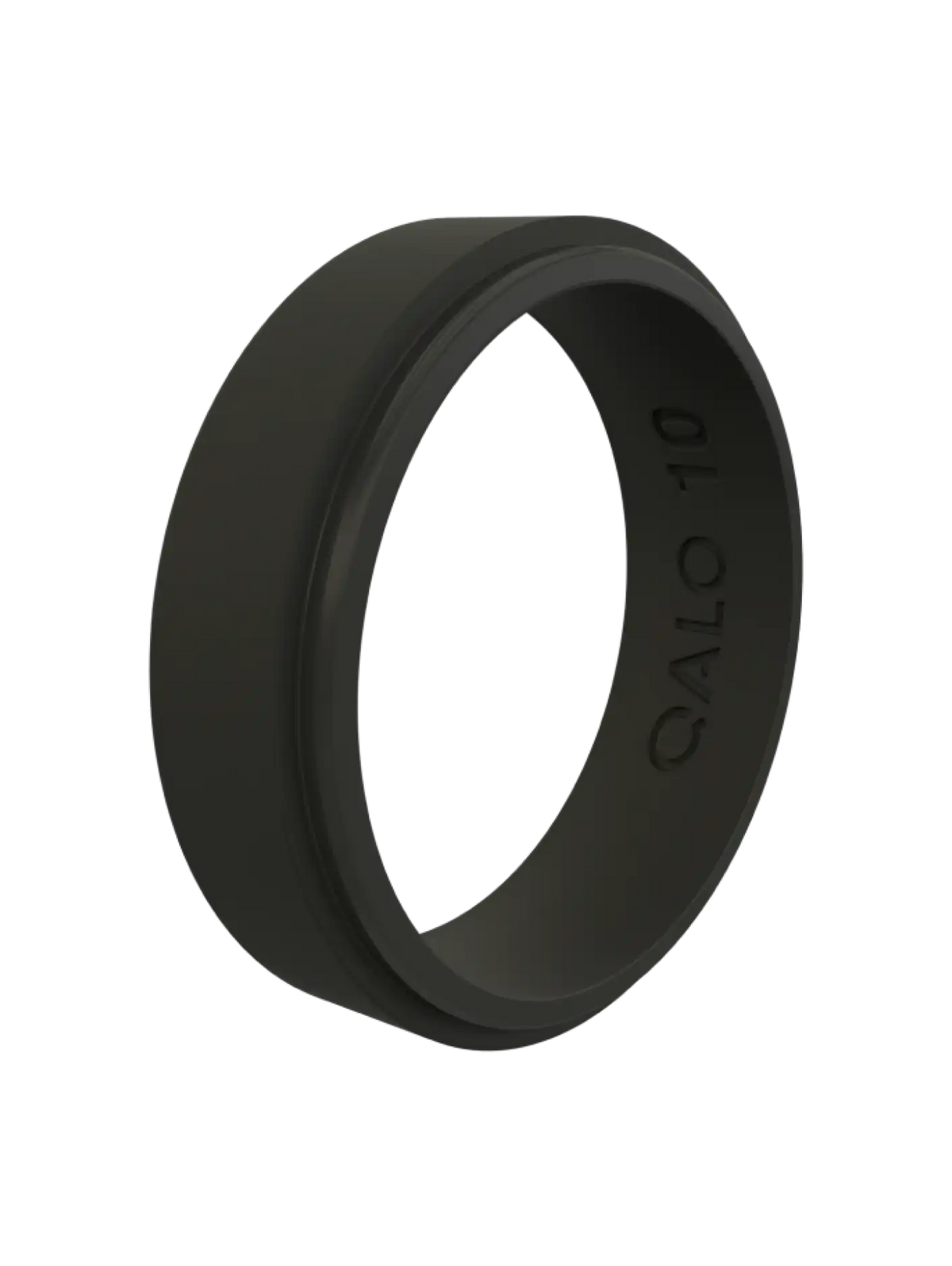 Men's Narrow Polished Step Edge Silicone Ring