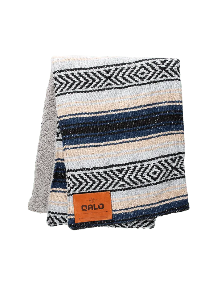 Blue Hand-Made Serape and Sherpa Baby Blanket