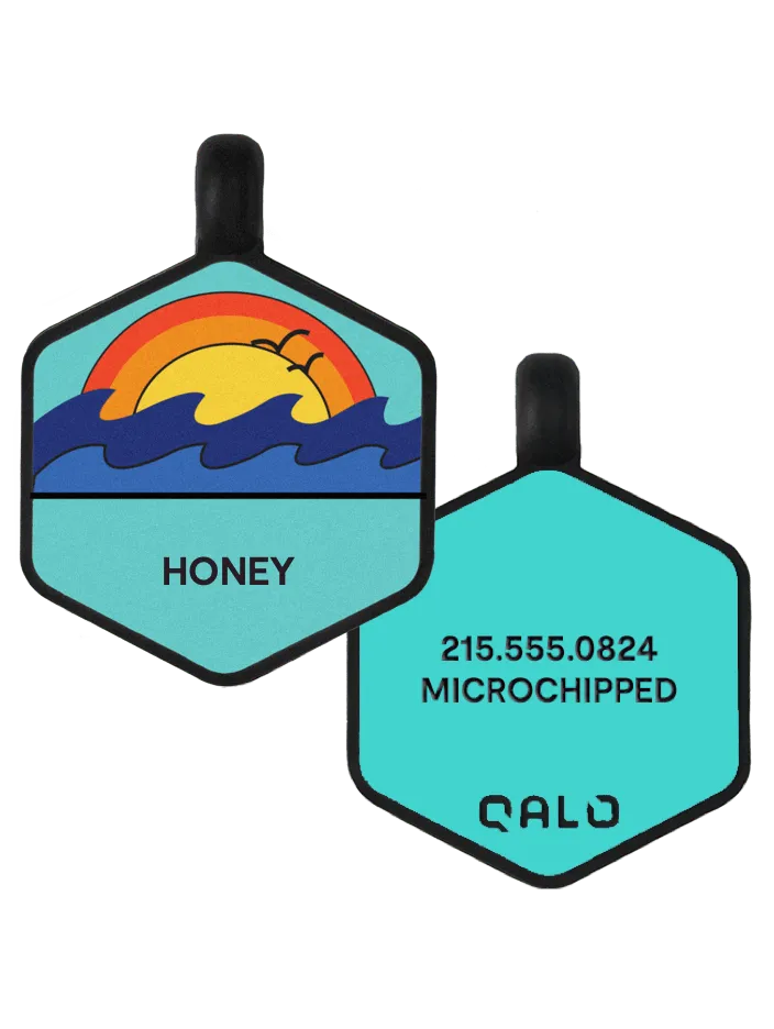 Ocean Sunrise Silicone Dog ID Tag