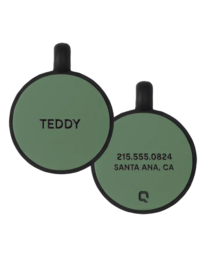 Green Round Silicone Dog ID Tag